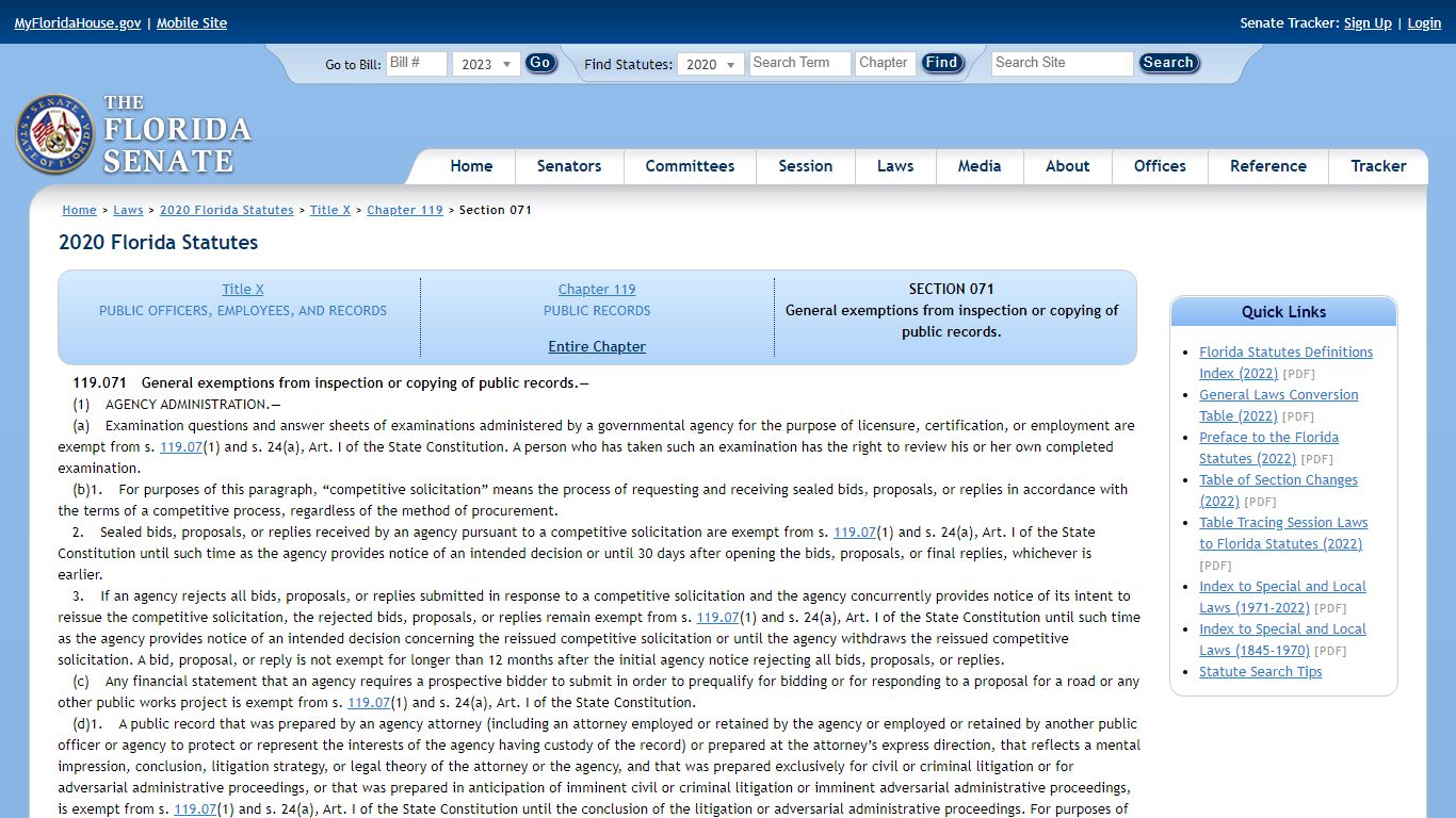 Chapter 119 Section 071 - 2020 Florida Statutes - The ...